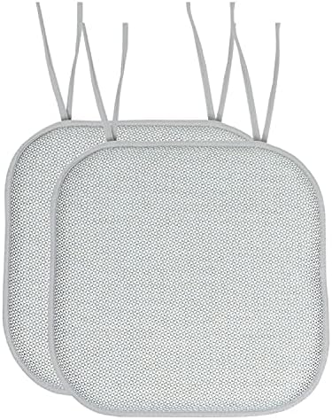 Sweet Home Collection SHC-TIES-CHAIR-PAD-CAM-WHTSGB-2PK 2PK Memory foam chair cuhsions White/Sage