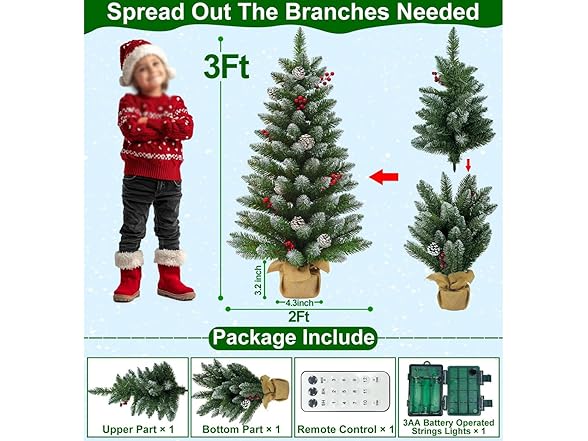 KISIQI 3ft Artificial Christmas Tree