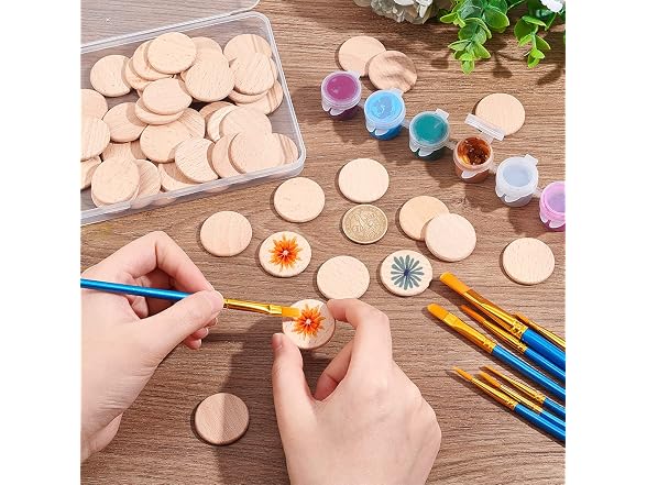 50Pcs 30.5mm Blank Natural Beech Wood