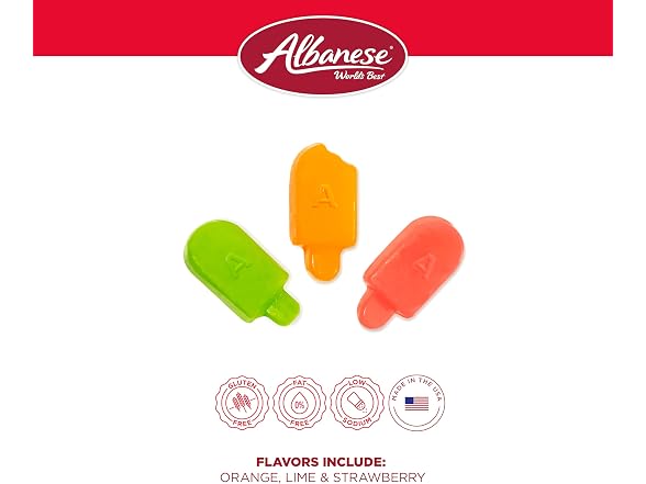 Albanese World's Best Gummies, Sherbet Gummi Ice Pops, 5lbs