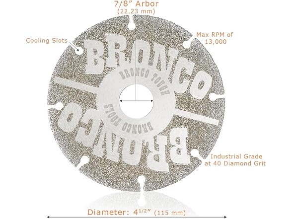 Bronco Tools Diamond 4.5" Angle Grinding Wheel