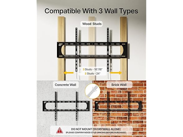 monTEK Heavy Duty Fixed TV Wall Mount | 60-120"