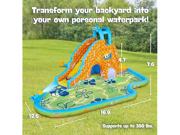 SUNNY&FUN Spongebob Deluxe Inflatable Water Slide Park
