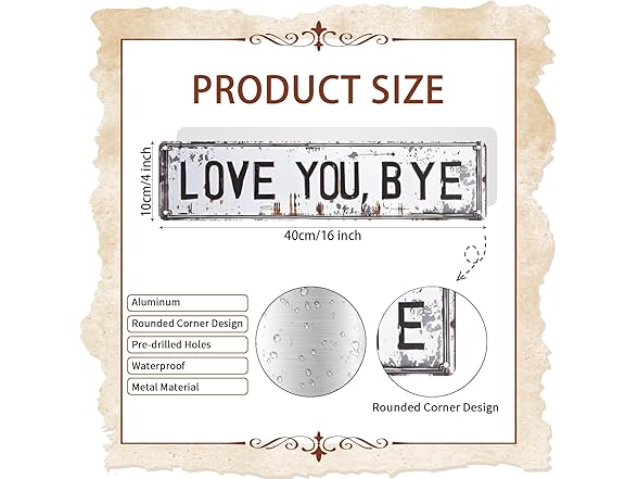 RINEENOM Love You Bye/More Vintage Sign