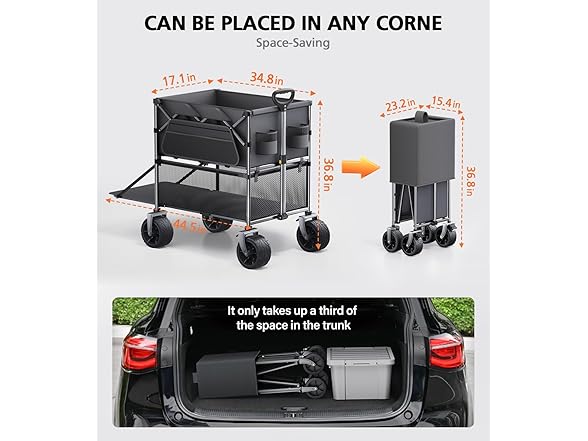 Everyfun 480Lbs Foldable Double Decker Wagon