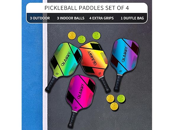 (4 Pack) OLANNY Graphite Pickleball Paddles Set