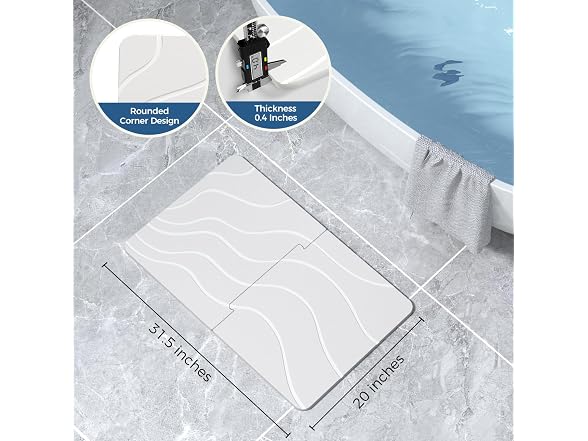 PUCUN 32 * 20 Stone Bath Mat Large Diatomaceo