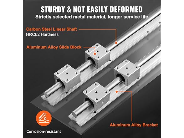 Linear Guide Rail Set, SBR16 2000mm, 2 PCS 78.7 in/2000 mm