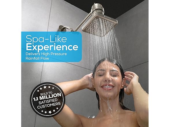 6" Square High Pressure Rain Shower Head