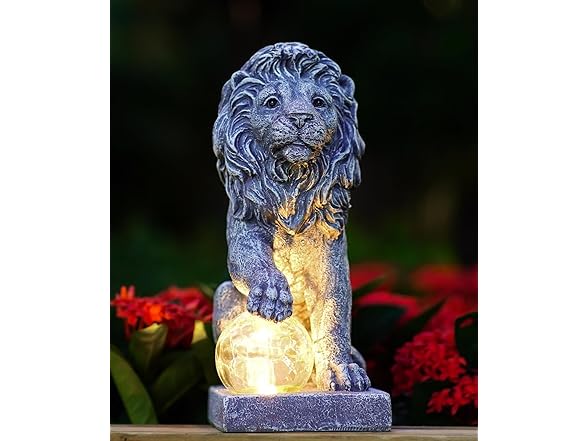 Lion Garden Statue w/ Ball Dcor