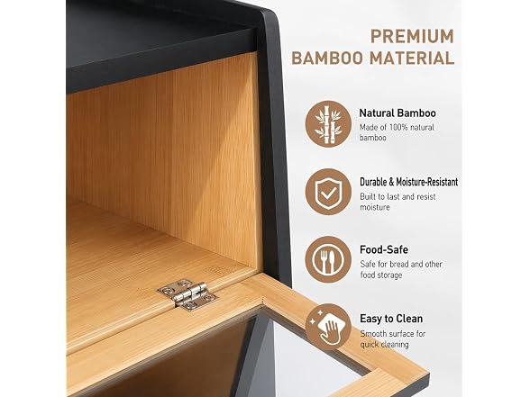 Large Bread Box - 15.7" Bamboo Double