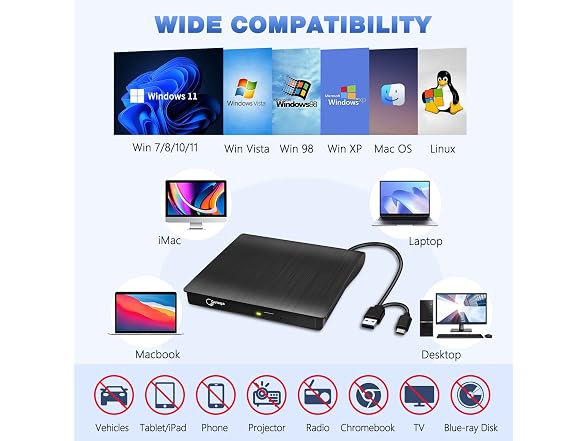 Gotega External CD/DVD Drive USB 3.0 C