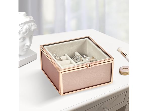 Mseyemi Pink Glass Jewelry Box With Lid