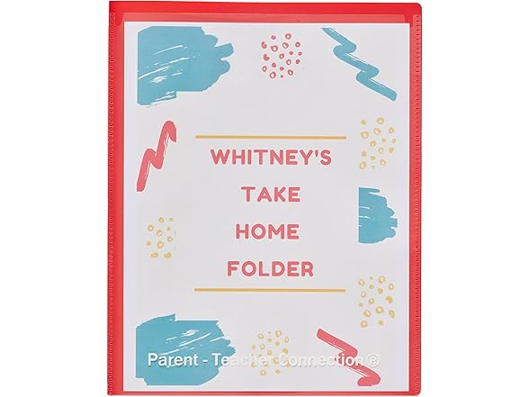 ECR4Kids 2-Pocket Parent-Teacher Classroom Communication Folder Red