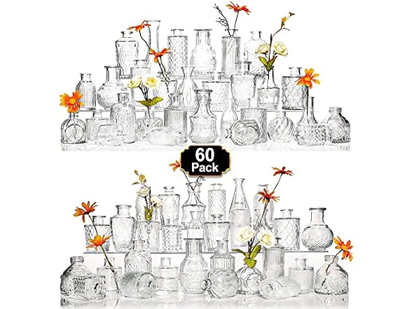 Arme 60Pcs Clear Glass Bud Vase