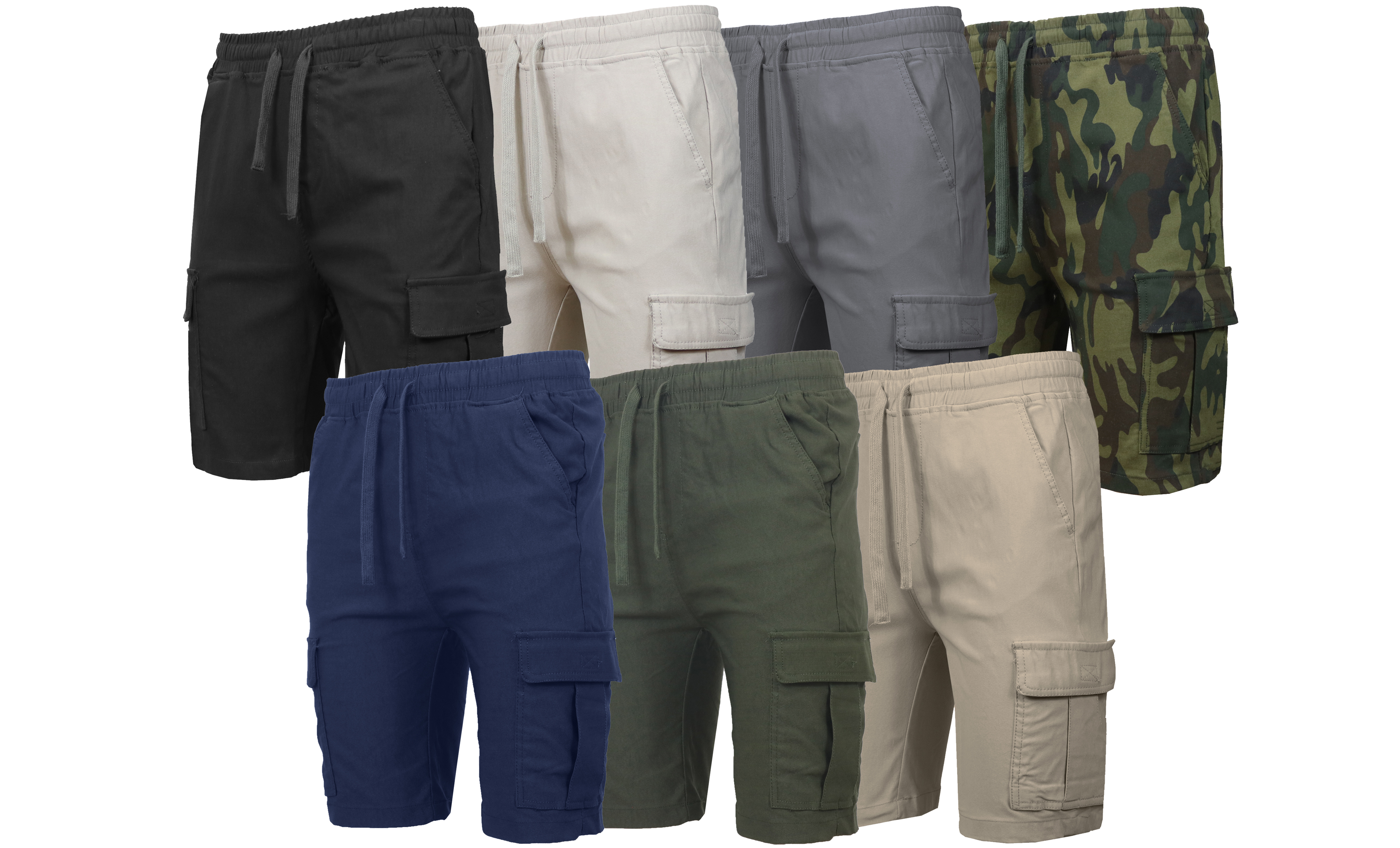 Mens Super Stretch Pull-On Cargo Shorts - Gallery 31