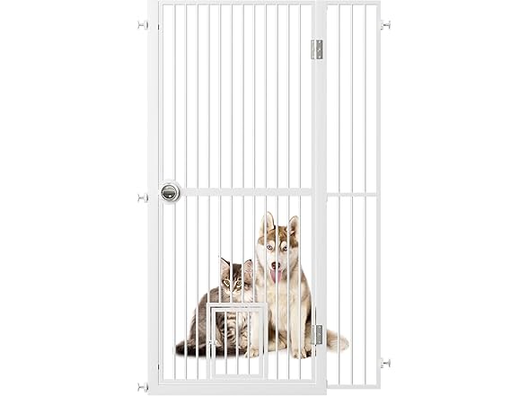 ROOMTEC 61" Extra Tall Cat Gate for Doorway, 38.4"-40.8"