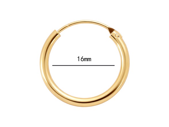 14K Gold Plated Hoop Earrings 16mm