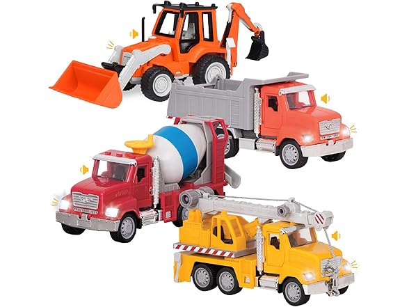 Driven by Battat – 4-Pack of 7 Toy Trucks