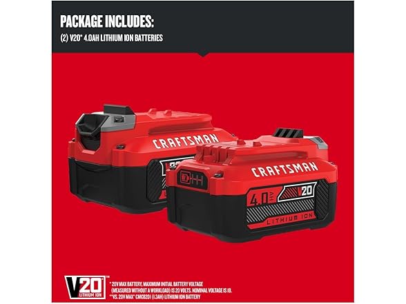 CRAFTSMAN V20 Battery and Charger, 4.0 Ah