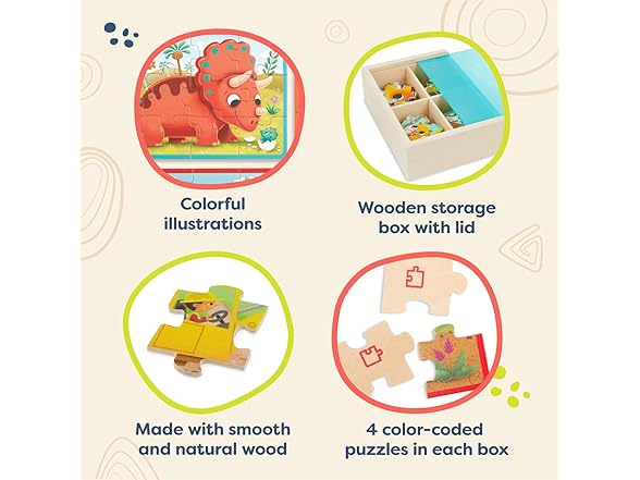 B. toys – Wooden Pack o' Puzzles 3Pk