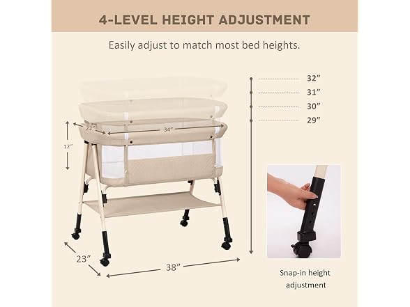 Bolmen Beige Baby Bassinet Bedside Sleeper