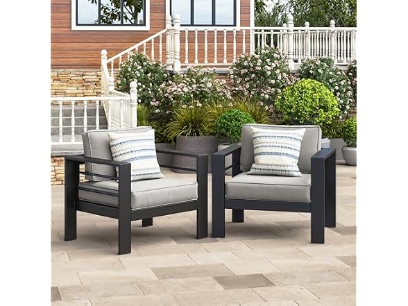 Wisteria Lane Patio Furniture Metal Armchair Set of 2