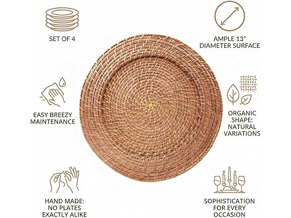 ChargeIt by Jay Ch, Rattan Charger Plate - Set of 4