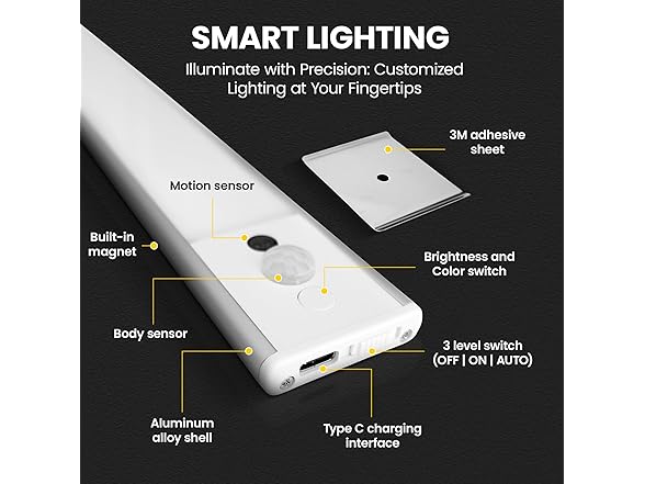 2 Pack Motion Sensor LED Cabinet Lights