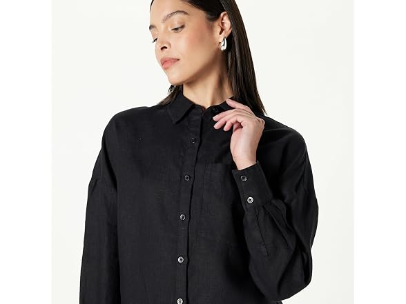 The Drop Women Avila Classic Linen Button Down