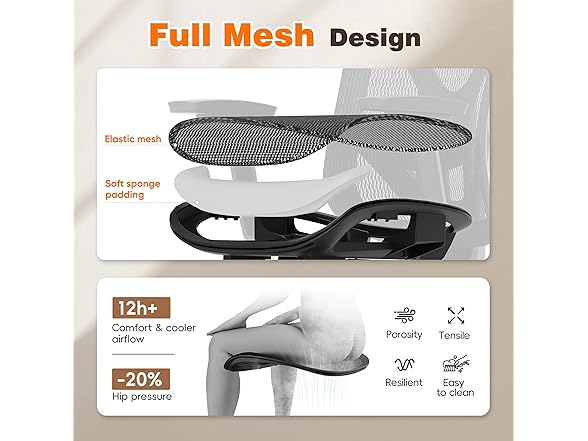 GABRYLLY Ergonomic Office Chair w-Footrest