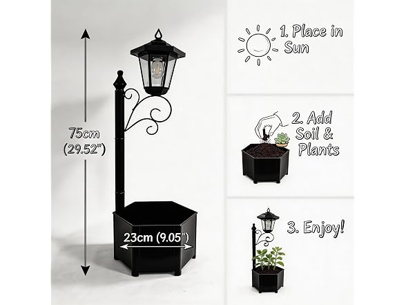 DJGIFI 2-in-1 Solar Planter Lamp 75cm