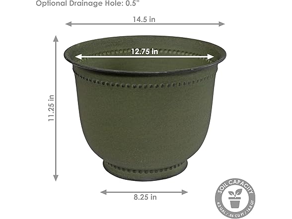 Sunnydaze DRV-1822 Michael Metal Planter, 2 Pc Set, Matte Sage