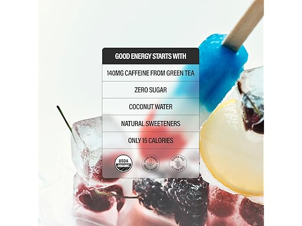 12PK GURU ZERO SUGAR Organic Energy Drinks Variety