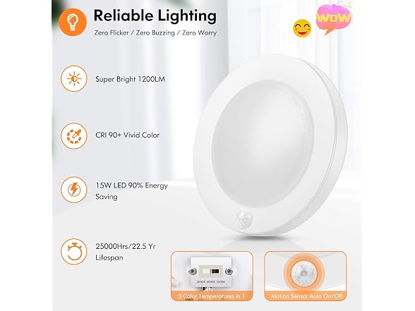 Brightever B0BL3LJ329 7.5 Inch Motion Ceiling Light 