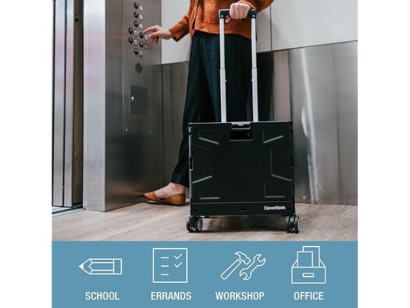 CleverMade Collapsible Wheeled Crate, 35L Capacity, 4 Wheels