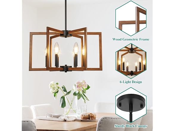 Bairth Adjustable Wood Grain Kitchen Chandelier