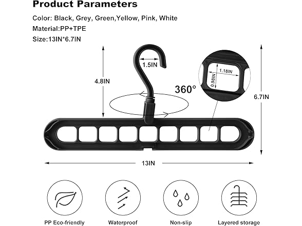 HEYHOUSE Pack of 6 Multi Space Saving Hangers