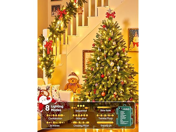 Brightown Christmas Lights Battery Operated, 4 Pack 66 FT