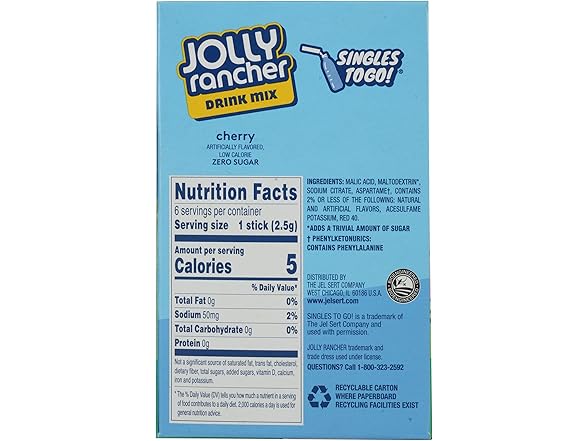6CT Jolly Rancher Singles to Go (Cherry), 0.5 Oz