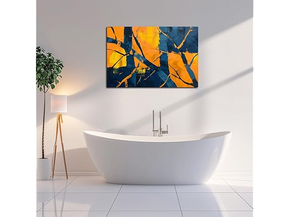 Orange Nave Blue Abstract Wall Art