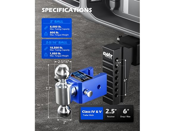 OMT Adjustable Trailer Hitch, 2.5" Receiver
