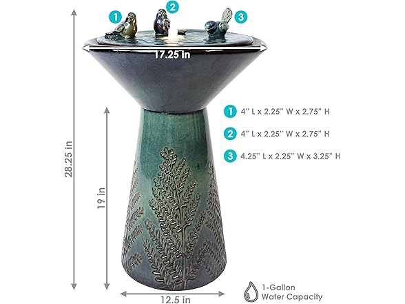 Sunnydaze Gathering Birds 28" Ceramic Fountain