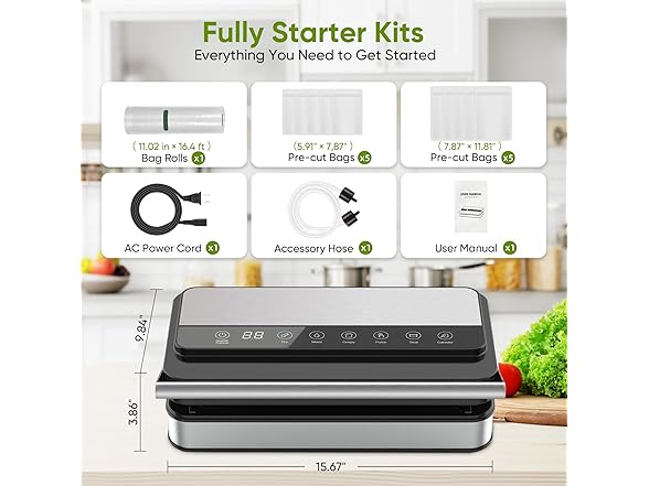 Locksworth 85Kpa Food Vacuum Sealer with Digital Timer