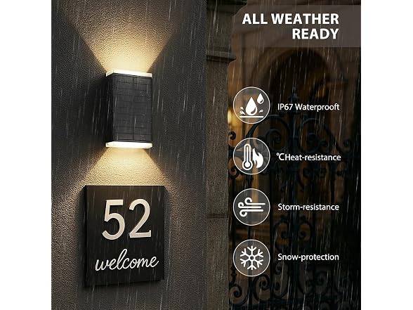 UGDLUCK BH-1051 Solar Wall Light Outdoor 2Pk Sconce