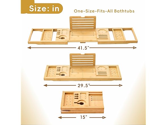 Natural Color Bamboo Bathtub Tray