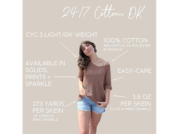 Lion Brand Yarn 24/7 Cotton DK Yarn