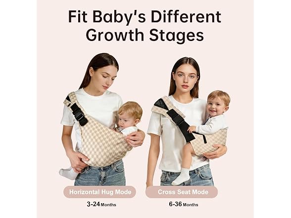 Jamyum Baby Sling Carrier Khaki Houndstooth