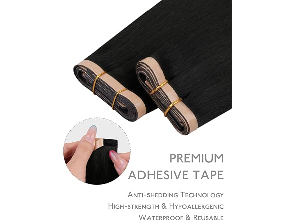 WENNALIFE Jet Black 18'' 7pcs Tape in Hair Extensions
