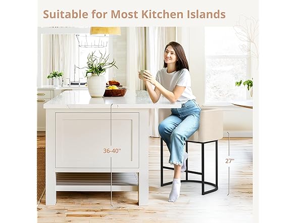 2 Linen Color Counter Height Bar Stools